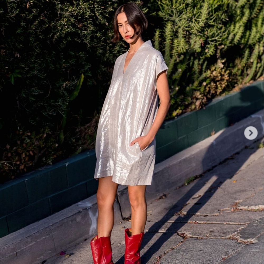 Horses Atelier - Short Smoking Dress - Italian metallic linen - Size 1 (US 4) -